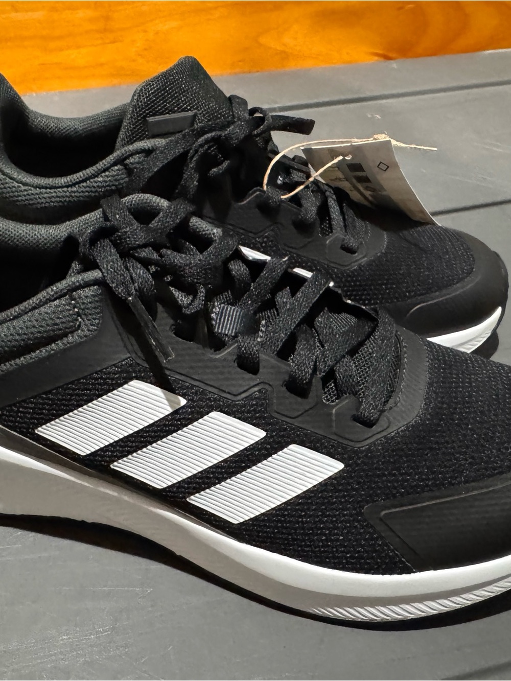 adidas Kids Black Athletic Sneakers with White Stripes
